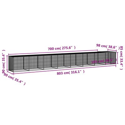 vidaXL Chicken Cage with Roof Anthracite 316.1"x38.6"x35.4" Galvanized Steel