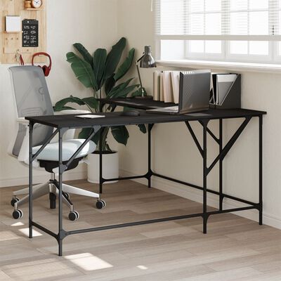 vidaXL Desk Black 58.7"x58.7"x29.5" Engineered Wood