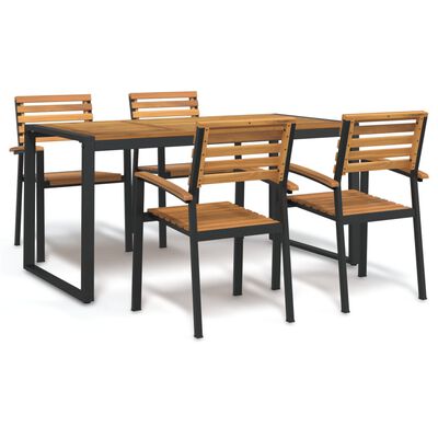 vidaXL 5 Piece Patio Dining Set Solid Wood Acacia and Metal