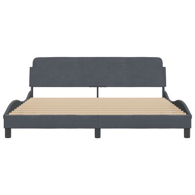 vidaXL Bed Frame with Headboard Dark Gray 72"x83.9" California King Velvet