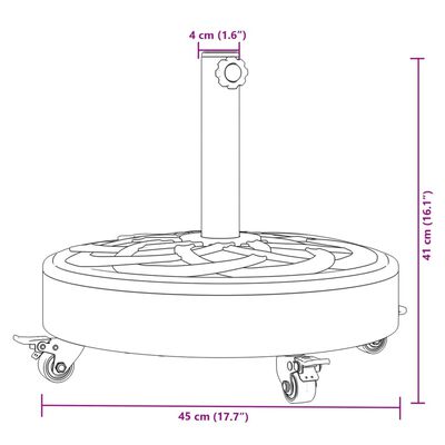 vidaXL Parasol Base with Wheels for Ø1.5"/1.9" Poles 59.5 lb Round