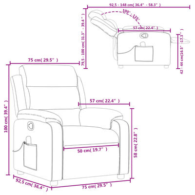 vidaXL Massage Recliner Chair Cream Fabric