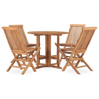 vidaXL 5 Piece Folding Patio Dining Set Solid Teak Wood