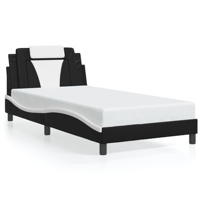 vidaXL Bed Frame without Mattress Black and White 39.4"x74.8" Faux Leather