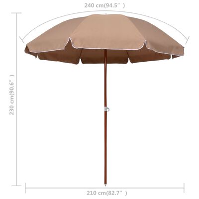 vidaXL Garden Parasol with Steel Pole 94.5" Taupe