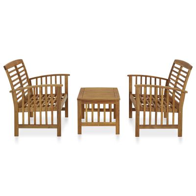 vidaXL 3 Piece Patio Lounge Set Solid Acacia Wood