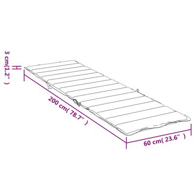 vidaXL Sun Lounger Cushion Gray Check Pattern 78.7"x23.6"x1.2" Oxford Fabric