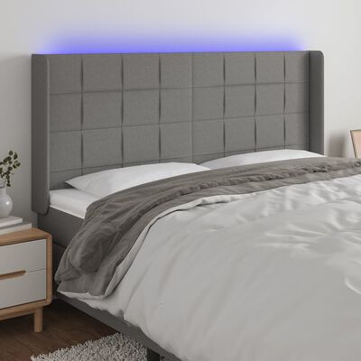 vidaXL LED Headboard Dark Gray 79.9"x6.3"x46.5"/50.4" Fabric