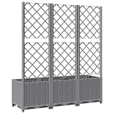 vidaXL Garden Planter with Trellis Light Gray 47.2"x15.7"x53.5" PP