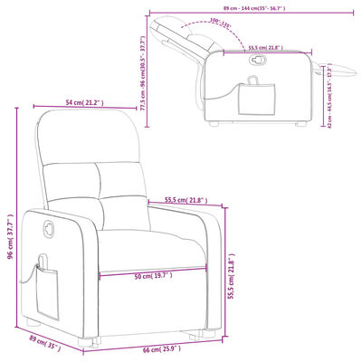 vidaXL Stand up Massage Recliner Chair Black Fabric