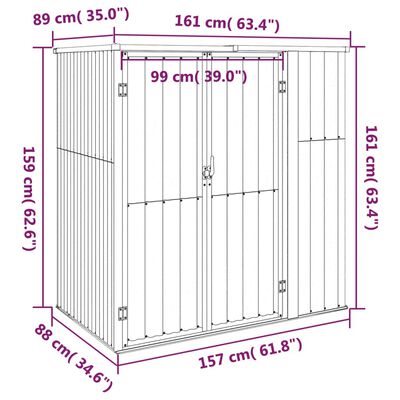 vidaXL Garden Tool Shed Green 63.4"x35"x63.4" Galvanized Steel