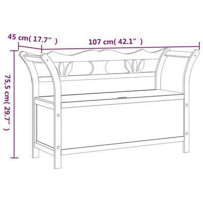 vidaXL Bench Black 42.1"x17.7"x29.7" Solid Wood Fir