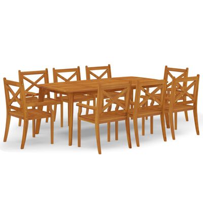 vidaXL 9 Piece Patio Dining Set Solid Wood Acacia