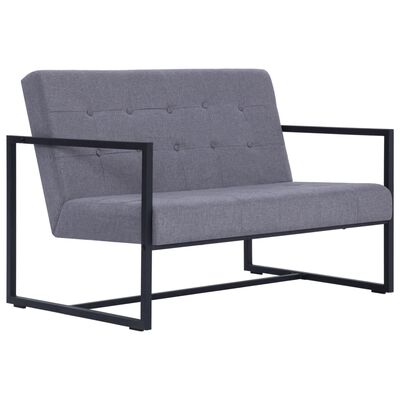 vidaXL 2-Seater Sofa with Armrests Light Gray Steel and Fabric