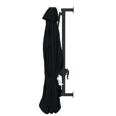 vidaXL Wall-Mounted Garden Parasol with Metal Pole 118.1" Black