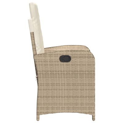 vidaXL Reclining Patio Chair with Cushions Beige Poly Rattan