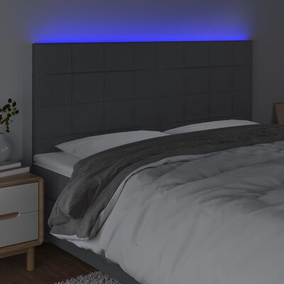 vidaXL LED Headboard Dark Gray 78.7"x2"x46.5"/50.4" Fabric