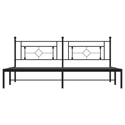 vidaXL Metal Bed Frame without Mattress with Headboard Black 76"x79.9"