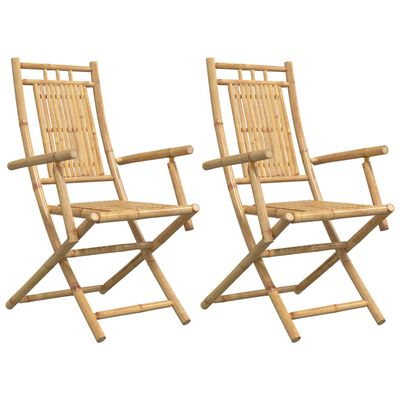 vidaXL Folding Patio Chairs 2 pcs 20.9"x26"x39" Bamboo