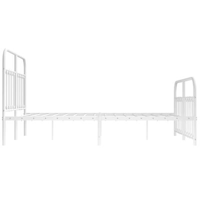 vidaXL Metal Bed Frame without Mattress with Footboard White 53.1"x74.8"