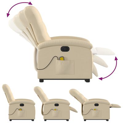 vidaXL Electric Stand up Massage Recliner Chair Cream Fabric