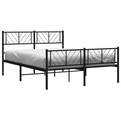 vidaXL Metal Bed Frame without Mattress with Footboard Black 53.1"x74.8"