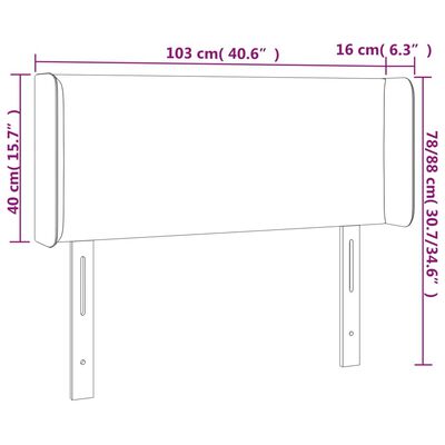 vidaXL LED Headboard Light Gray 40.6"x6.3"x30.7"/34.6" Fabric