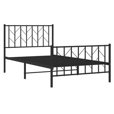 vidaXL Metal Bed Frame without Mattress with Footboard Black 39.4"x78.7"