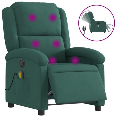 vidaXL Electric Massage Recliner Chair Dark Green Velvet