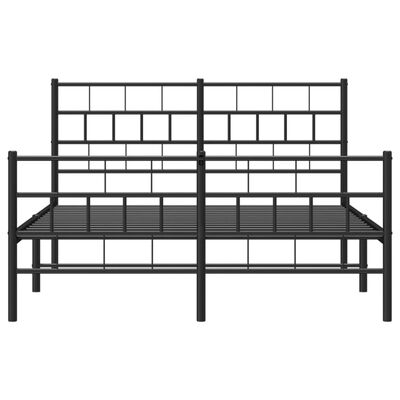 vidaXL Metal Bed Frame without Mattress with Footboard Black 59.1"x78.7"