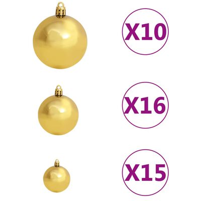 vidaXL Artificial Christmas Tree LED&Ball Set&Flocked Snow 94.5" PVC&PE