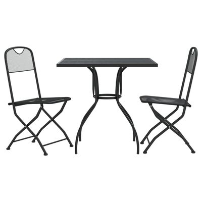 vidaXL 3 Piece Patio Dining Set Anthracite Metal Mesh