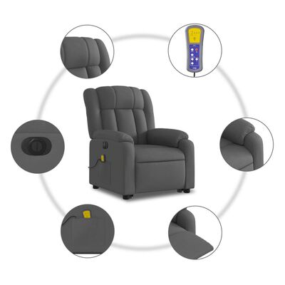 vidaXL Electric Stand up Massage Recliner Chair Dark Gray Fabric