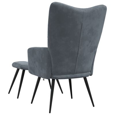 vidaXL Relaxing Chair with a Stool Dark Gray Velvet