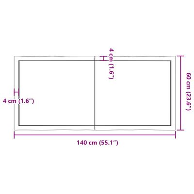 vidaXL Table Top Light Brown 55.1"x23.6"x(0.8"-1.6") Treated Solid Wood Live Edge