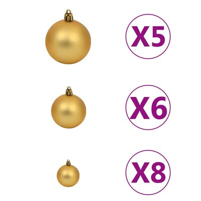 vidaXL Artificial Pre-lit Christmas Tree with Ball Set Pink 59.1" PVC