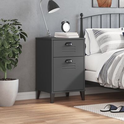 vidaXL Bedside Cabinet VIKEN Anthracite Gray Engineered Wood