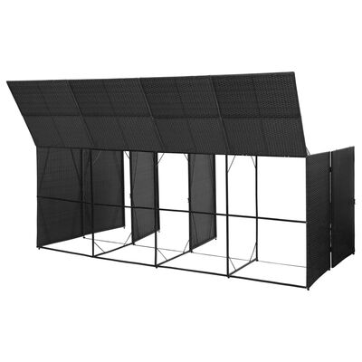 vidaXL Quadruple Wheelie Bin Shed Black 120.1"x30.7"x47.2" Poly Rattan