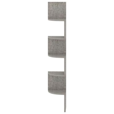 vidaXL Wall Corner Shelf Concrete Gray 7.5"x7.5"x48.4" Engineered Wood