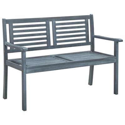 vidaXL 2-Seater Patio Bench 47.2" Gray Solid Eucalyptus Wood