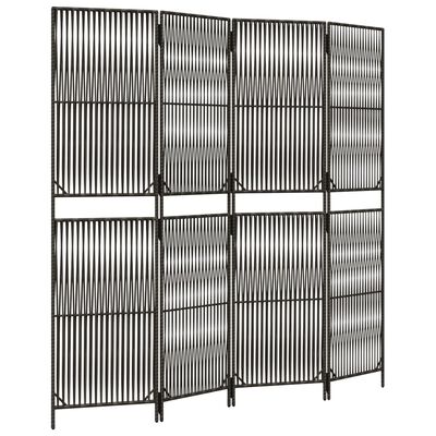 vidaXL Room Divider 4 Panels Gray Poly Rattan