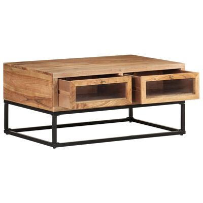 vidaXL Coffee Table 35.4"x23.6"x15.7" Solid Acacia Wood