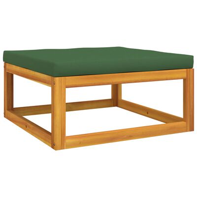 vidaXL Patio Footrest with Green Cushion Solid Wood Acacia