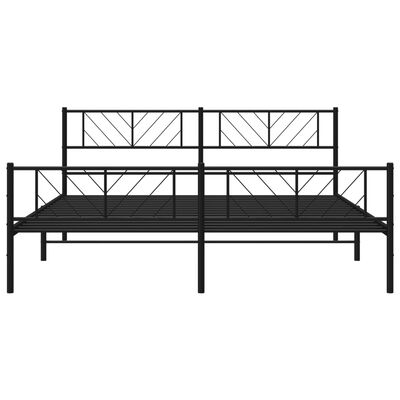 vidaXL Metal Bed Frame without Mattress with Footboard Black 76"x79.9"