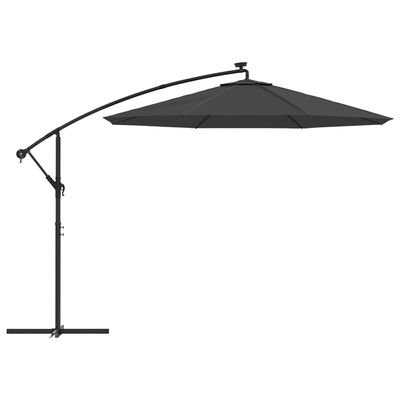 vidaXL Cantilever Garden Parasol with LED Lights and Steel Pole 118.1" Anthracite