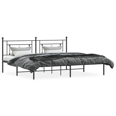 vidaXL Metal Bed Frame without Mattress with Headboard Black 76"x79.9"