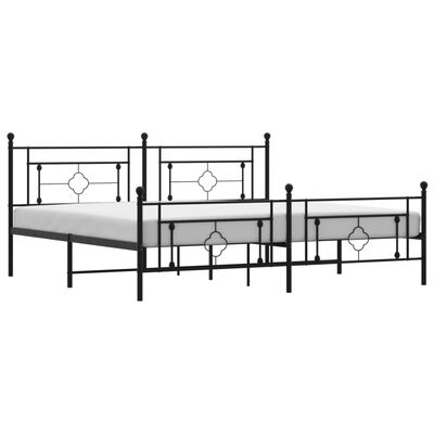 vidaXL Metal Bed Frame without Mattress with Footboard Black 76"x79.9"