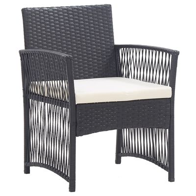 vidaXL Patio Armchairs with Cushions 2 pcs Black Poly Rattan