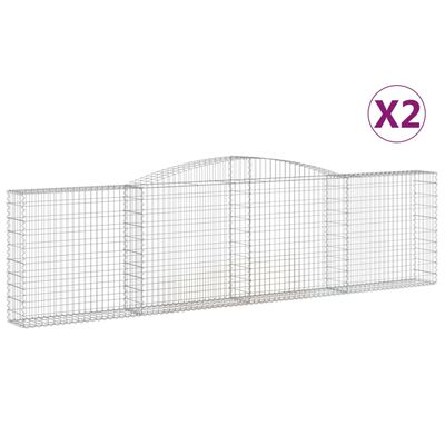 vidaXL Arched Gabion Baskets 2 pcs 157.5"x11.8"x39.4"/47.2" Galvanized Iron