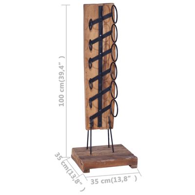 vidaXL Wine Rack for 6 Bottles 13.8"x13.8"x39.4" Solid Teak Wood